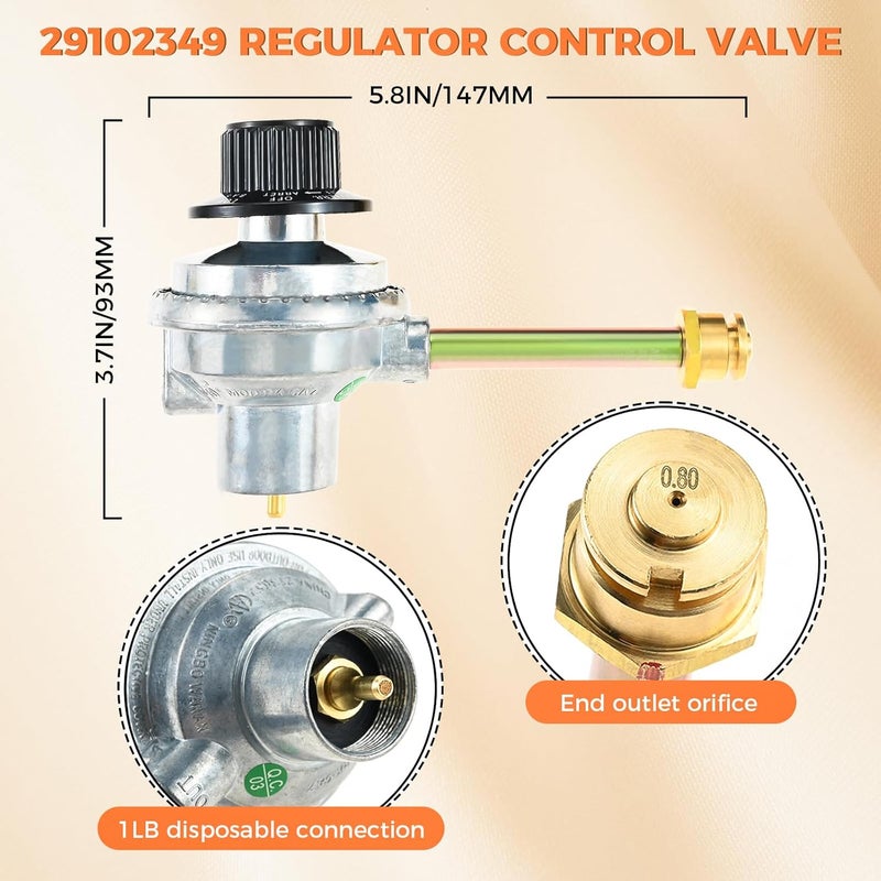 DRELD 29102349 Grill Regulator Control Valve with 6FT Propane Hose Adapter, Compatible with Charbroil Grill2Go X200 Portable TRU - Infrared Liquid Propane Gas Grill 2012 29103224A - Image 2
